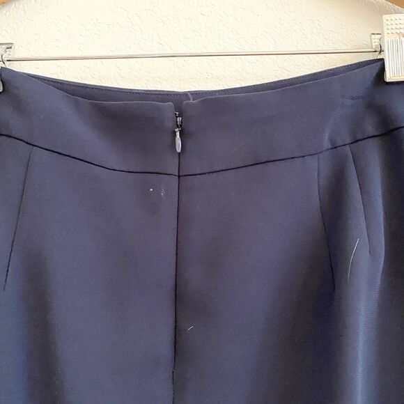 Talbots Women’s Midi Skirt Sz 14 Navy  Lined Office Career Capsule Back Vent Zip - Picture 8 of 9